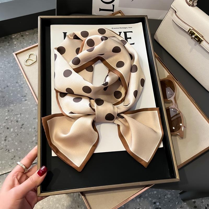 Satin high-end tied hair long silk scarf headband elegant and simple versatile hair band headband streamer hair accessories women's tied bag