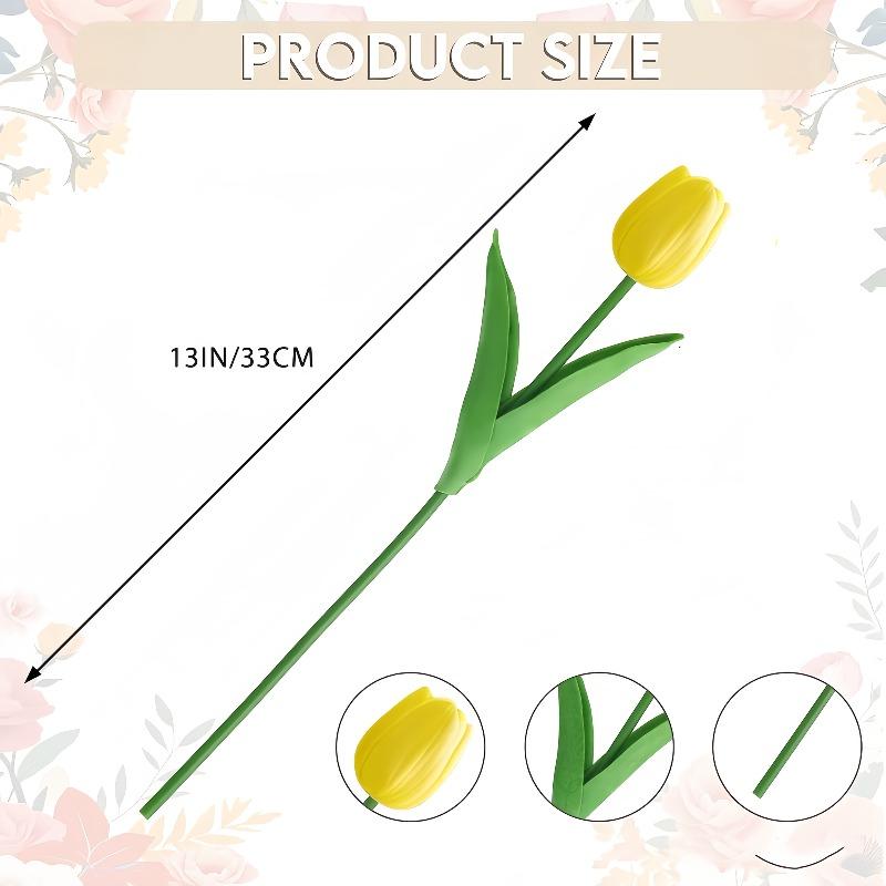10Pcs Spring Wedding & Mother's Day Tulips, Multicolor PU Stem for Centerpiece, Home Table Decor, Realistic Artificial Flowers