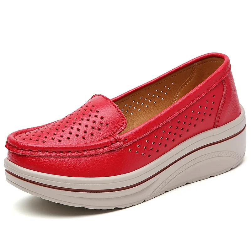 Fashion Spring Autumn Women Flats Platform Loafers Ladies Leather Comfort Wedge Moccasins Orthopedic Slip On Casual Shoe plus sizes