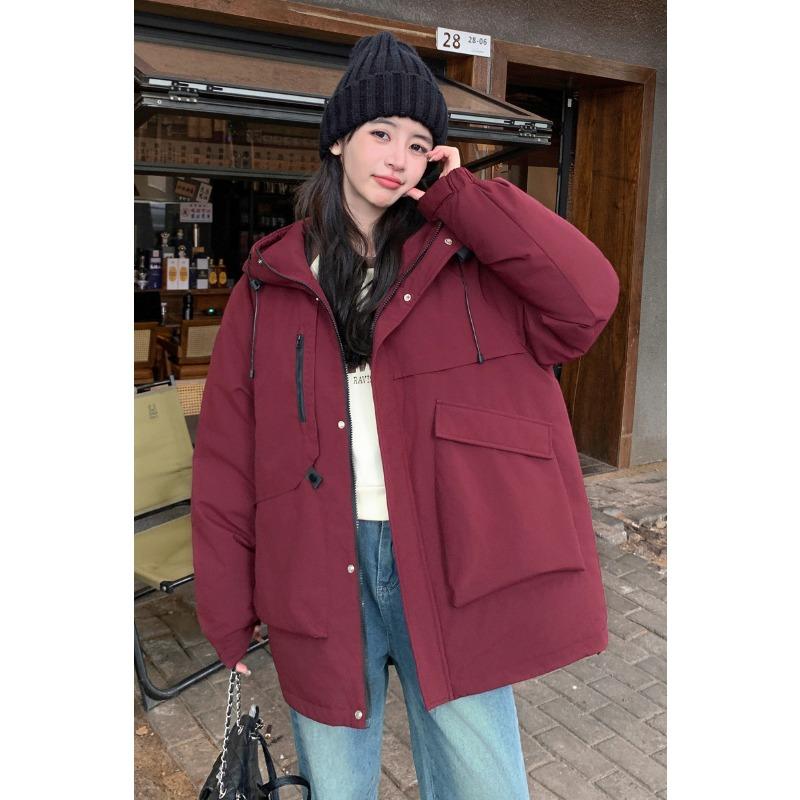 Large Size New Short Down Cotton-padded Hooded Casual Couple Tooling Cotton-padded Women's Jacket Jacket