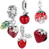 Red Fruit Charms Copper Pendants Shaped Strawberry Cherry Apple For Original Bracelets Birthday Jewelry Diy Gift