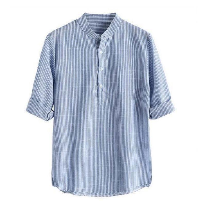 Women's Fashion Casual Spring Autumn Stripe Print Long Sleeve Stand-Neck Blouses & Shirts