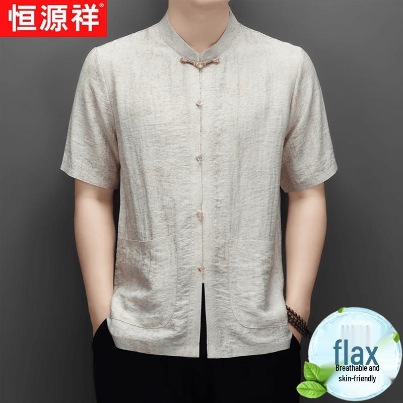 Hengyuanxiang Men s Linen Blend Tang Suit Top 170
