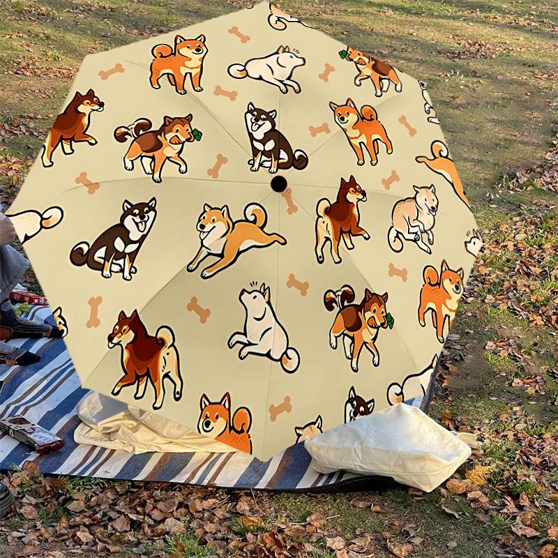 1PC Dog Pattern Umbrella-8-Rib Reinforced, Automatic Open, Lightweight & Durable, Cute Fashion Accessory for Outdoor-A1293