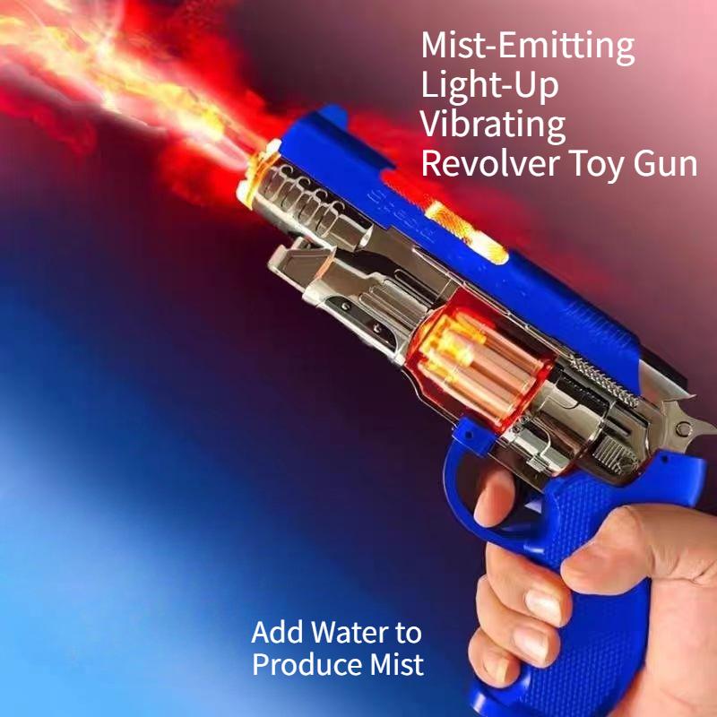 Boys Revolver Toy Pistol with Mist Light Vibration Effects Non-Firing Safety Toy Gun for Preschool Kids Party Favors for Child