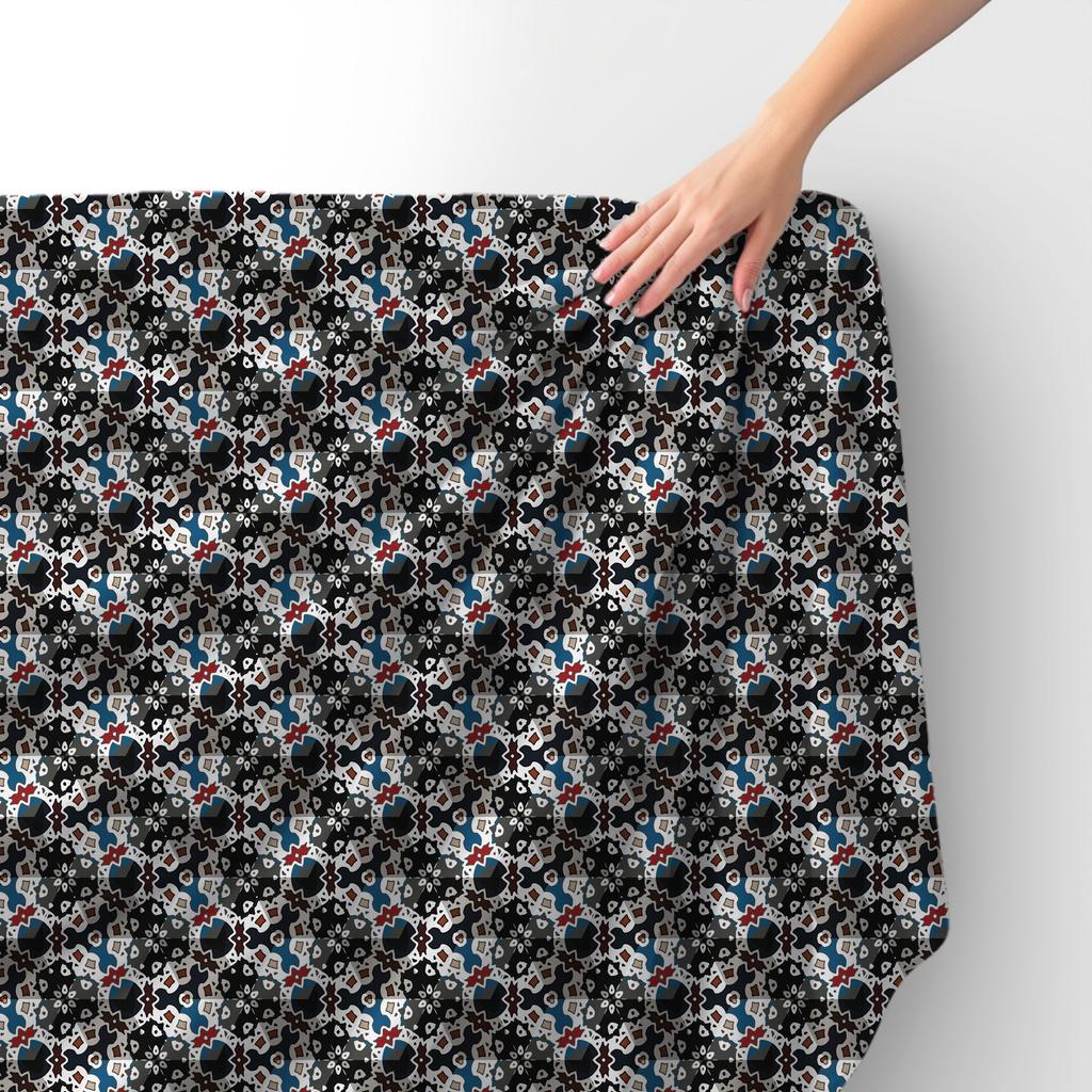 Royal Samt Stoff Polyester Zum Nähen - Motiv Geometrische Verzierung 4