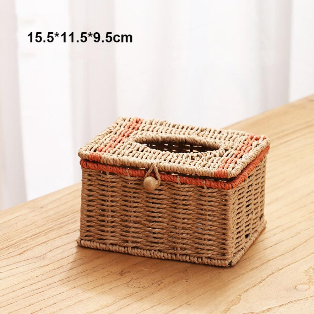 

Высококачественный плетеный вручную чехол для салфеток, контейнер для хранения, несколько размеров, 6 стилей, плетеный из бумажной веревки, откидная крышка, настольный держатель для бумажных полотенец