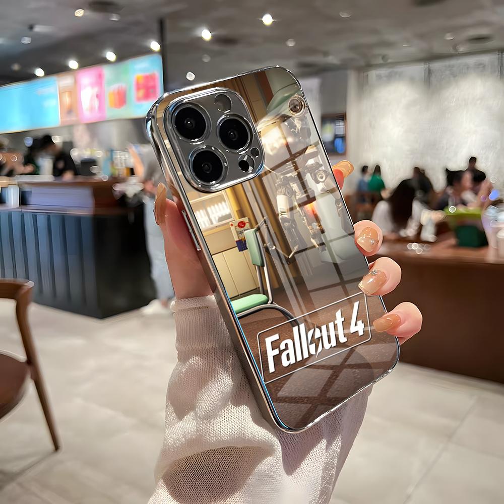 

F-Fallout Серия 4 Крутой Чехол для Телефона Для IPhone 17 Pro Max 15 Pro 16 14 Plus 12 13 Mini 11 Pro Ударопрочный Гальванизированный Стеклянный Чехол iPhone 15 Plus