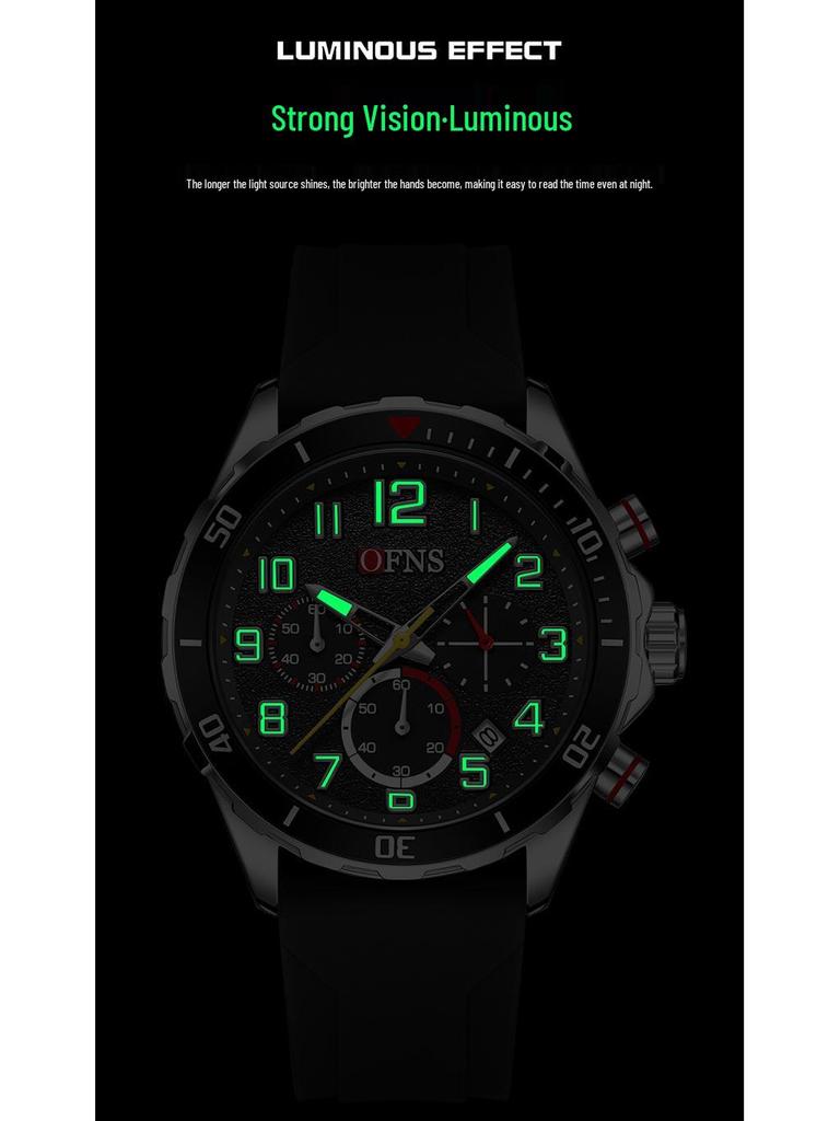 Ofns Luxury Quartz Watch: Luminous, Rotating Bezel, Waterproof & Single Calendar - Men's Business Wristwatch.