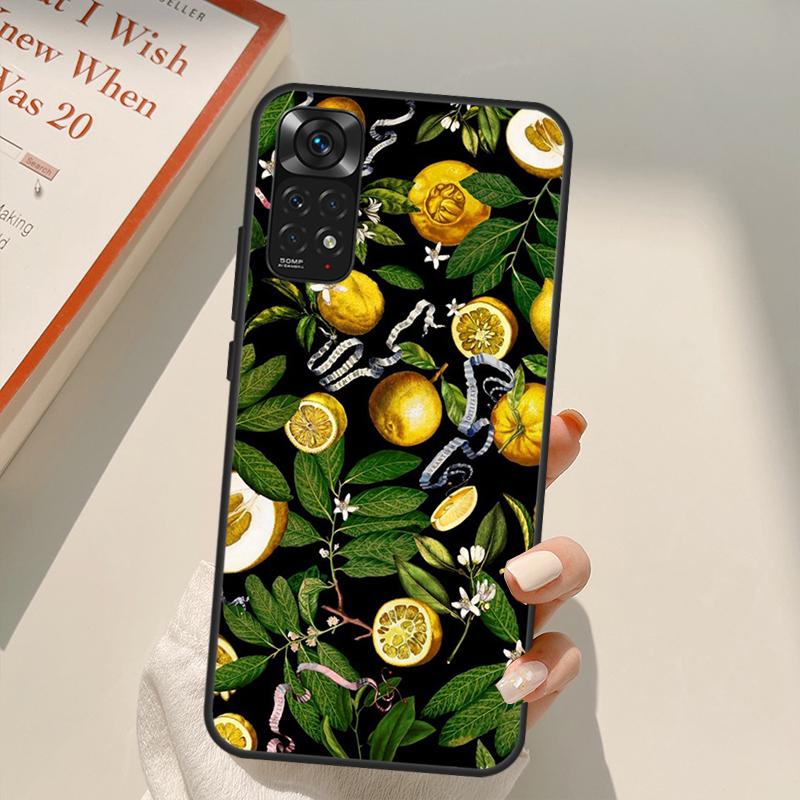 Tropical Summer Fruit Lemon Case For Xiaomi Redmi Note 11 Pro 8 9 11S 10S 9S Note 10 Pro Cover For Redmi 10 10C 9A 9C