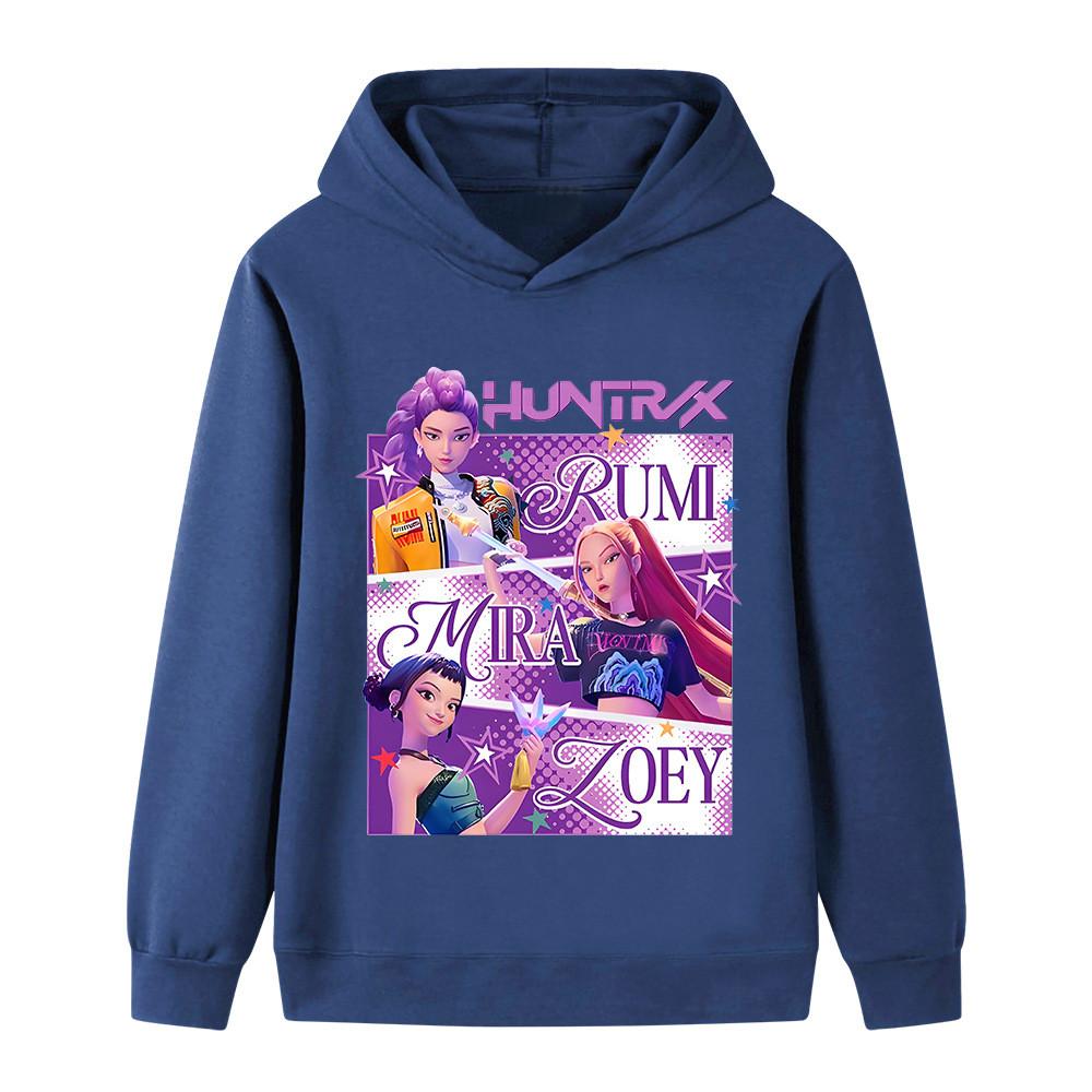 B1199 Kids Boys Girls Kpop Rumi Zoey Mira Print Long Sleeves Hoodie