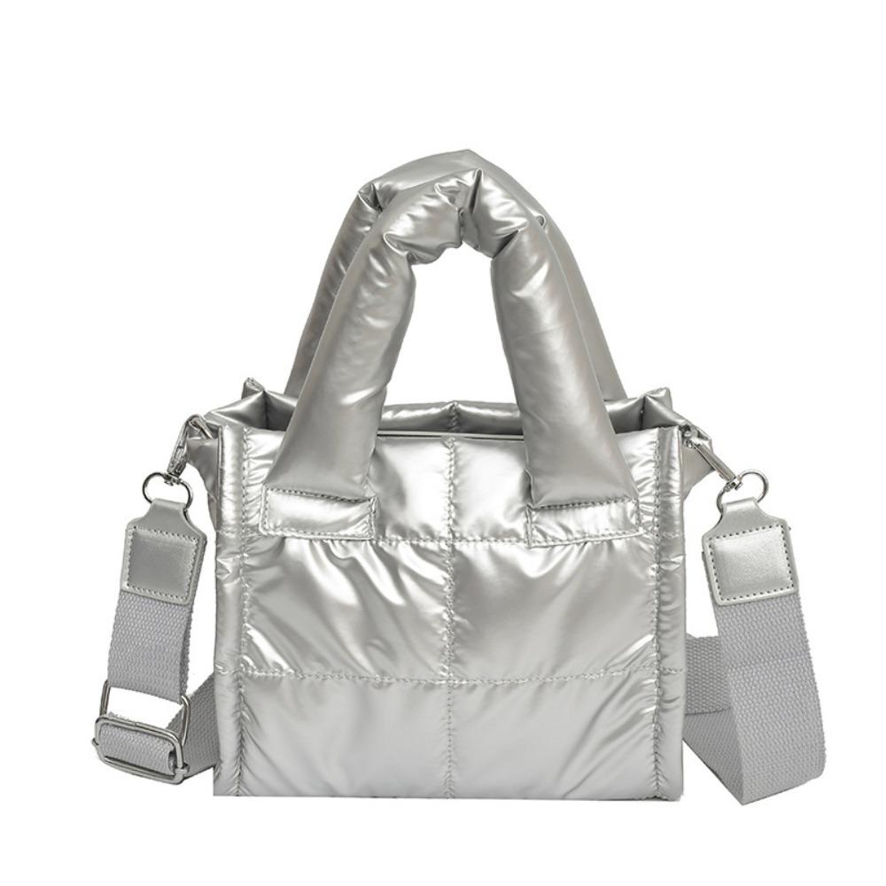 Large Capacity Down Cotton Shoulder Bag Korean Style Nylon Handbag Small Square Bag  Lady