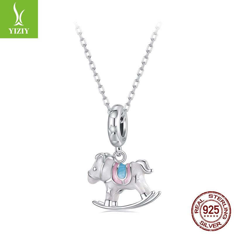 Exquisite Trojan Horse Pendant S925 Silver Beads, Childlike Creative Diy Bracelet Playground Beads Accessories