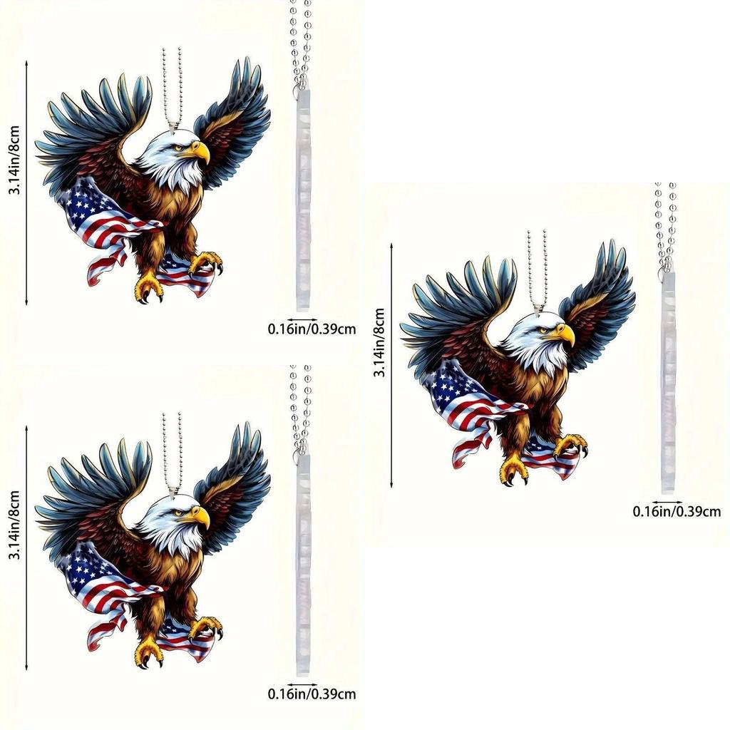 Unique 2d American Bald Eagle Independence Day Car Hanging Ornament Acrylic Dcor
