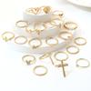 22Pcs Bohemia Cross Knuckle Rings Set For Women Gold Silver Color Heart Butterfly Snake Shape Charm Ring Fashion Daily Jewelry