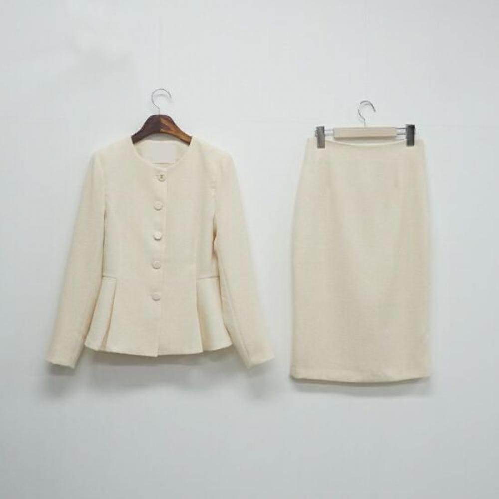 Style Latte Women S No Collar Peplum Jacket Skirt Two Piece Setup Suit