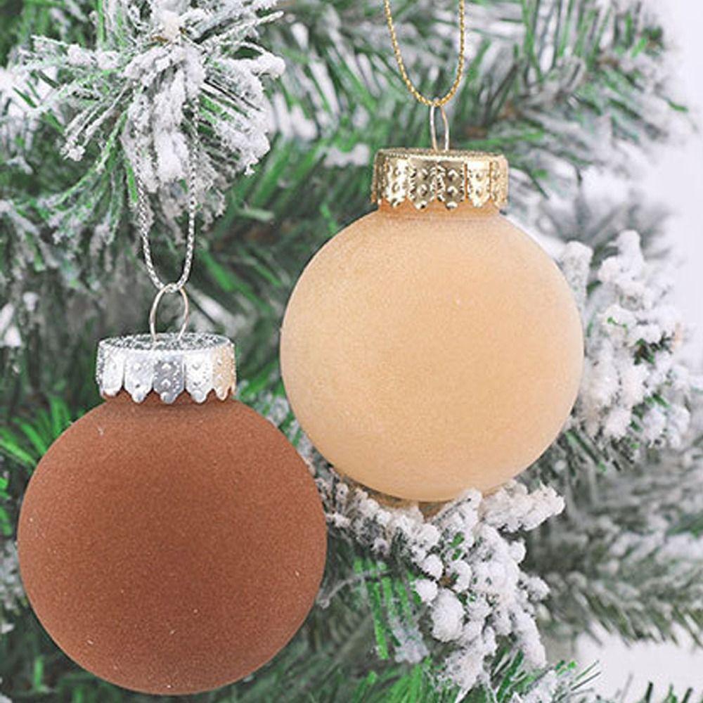 12pcs 6cm Flocked Christmas Balls Ornament Festival PET Christmas Ball Pendant Round Reusable Xmas Tree Hanging Decoration