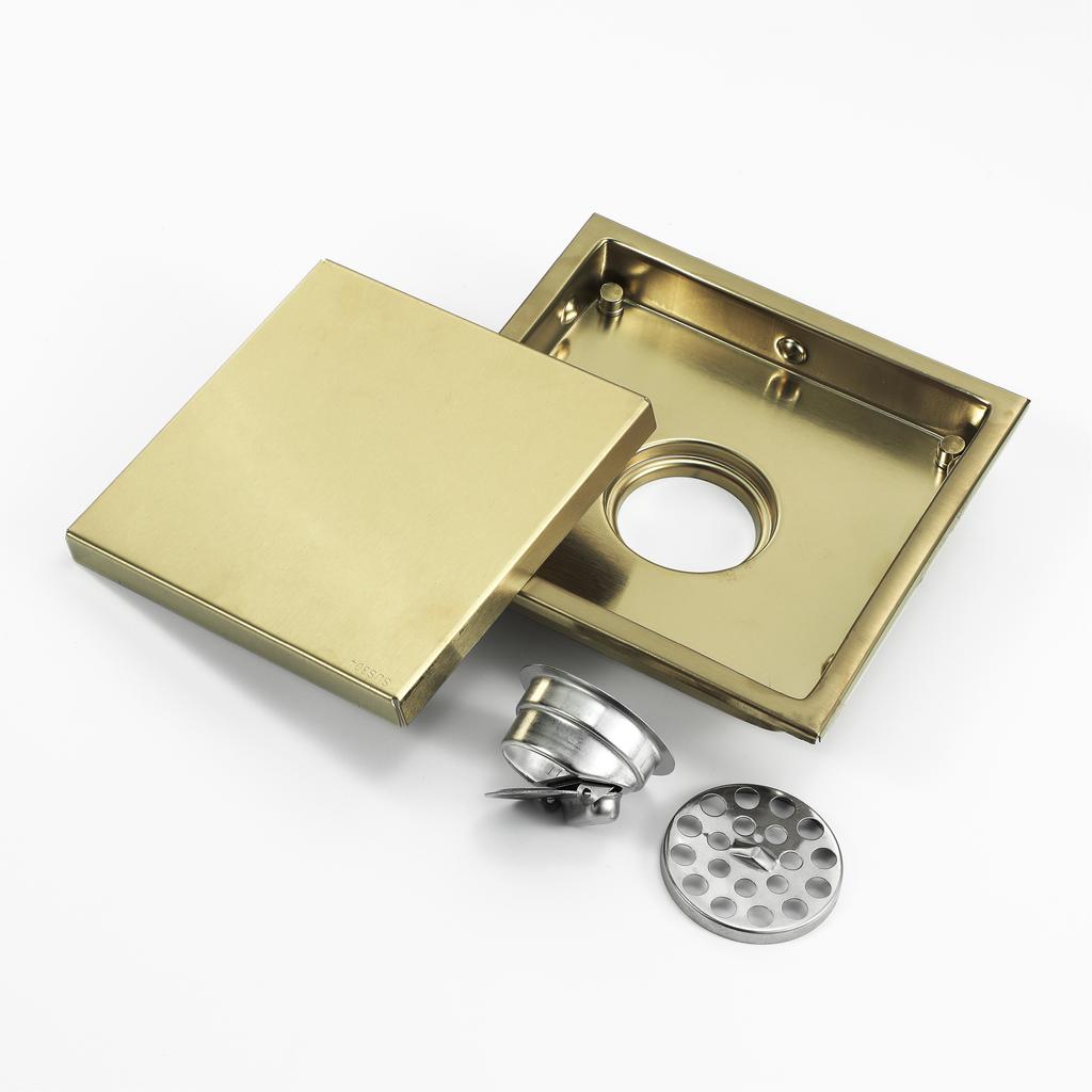 Bathroom Accessories 304 Stainless Steel Brushed Gold Floor Drain Anti-odor Shower Floor Drain