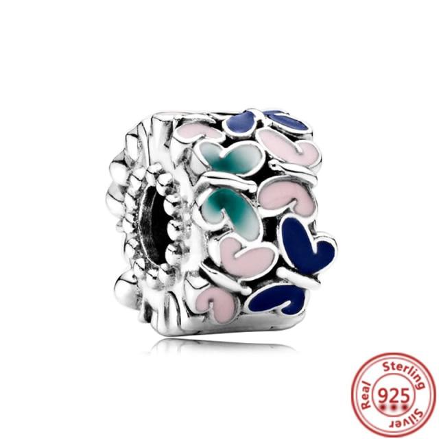 925 Silver Love Collection Beaded Pendant Charm Accessory Bracelet Women 'S Diy Jewelry