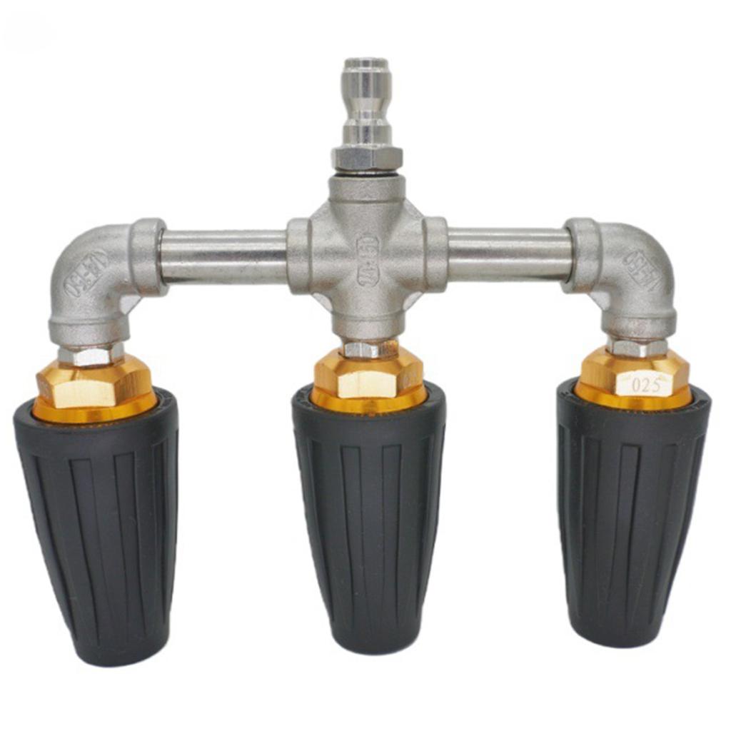 Pressure Washer-Turbo Nozzle Ceramic Cores Pressure Stainless Steel T-Joint Adapter 360° Rotating Turbos Efficiency Cleaning