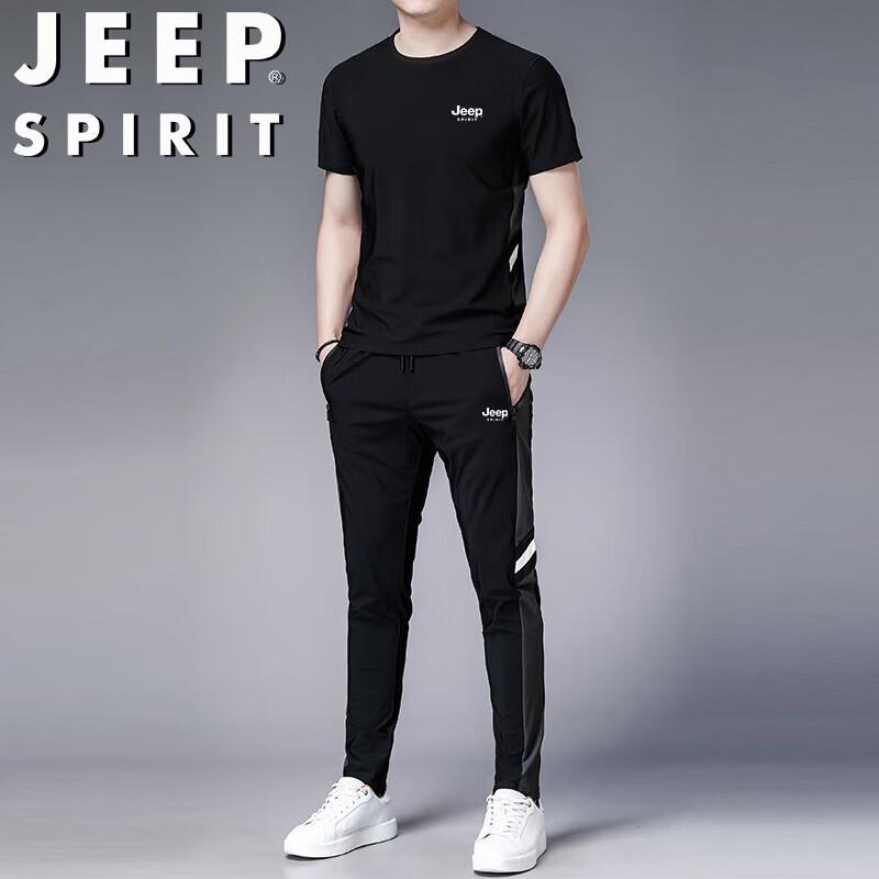 

Мужской летний комплект из ледяного шелка JEEP SPIRIT: футболка и брюки, повседневный M