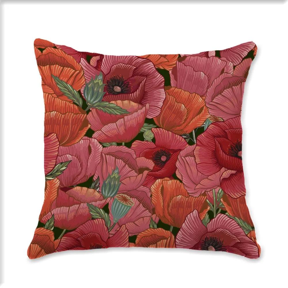 Vintage Plant Flower Style Single Side Digital Printing Bohemian Pillowcase Car Sofa Cushion Suite Bedroom Bedside Decoration