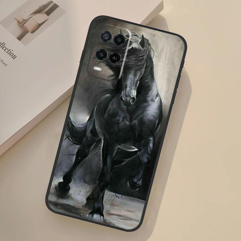 Animal Majestic Painting Horse Case For Oppo A17 A57 A77 A74 A54 A94 A78 A98 A18 A60 A80 A40 A38 A58 A96 A76 A16 A15 A5 Pro