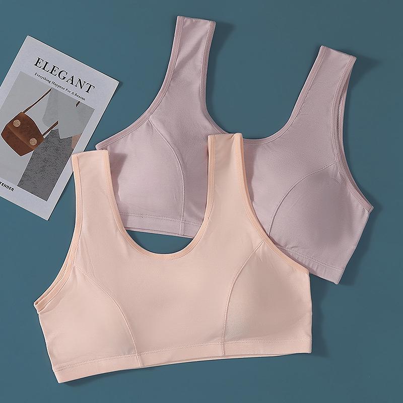 Women's Cotton Vest-Style Bra for Middle-Aged & Elderly: Lightweight Summer T-Shirt Underwear
