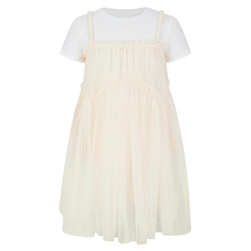 Little MO&Co. Girls 2-Piece T-Shirt & Mesh Suspender Dress Set 110