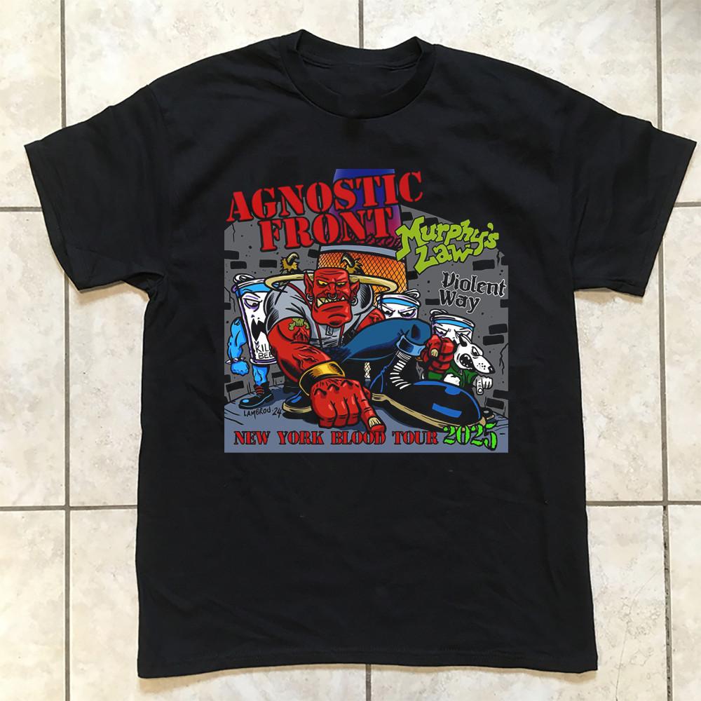

Agnostic Front and Murphy#039s Law 2025 tour T Shirt Black All Size KK281 Unisex T-Shirt M