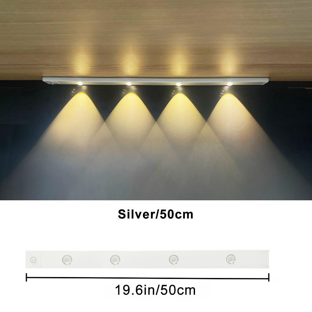 Ultra Thin LED Cabinet Lights 30/40/50CM Cabinet Lighting Motion Sensor USB Rechargeable Wireless Night Lights Kitchen Lamp