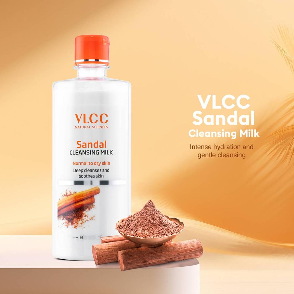 VLCC Sandal Cleansing Milk For Deep Clean Hydration And Soft Skin Comfort 500 Ml Pack Of 1 Gentle Daily Face Cleanser