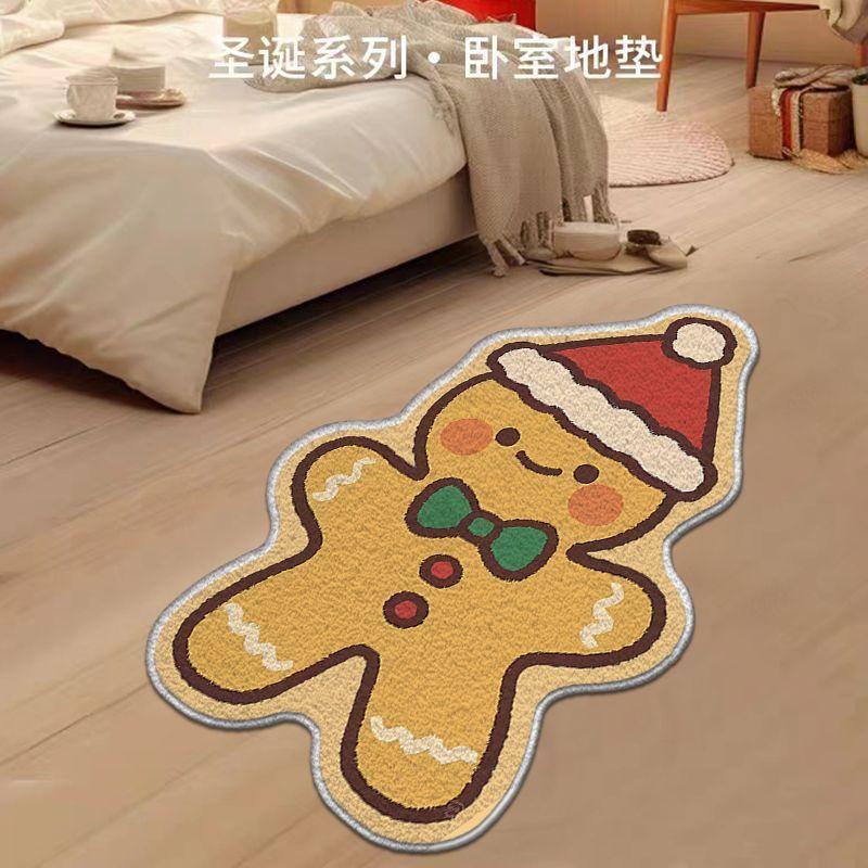 Christmas Decoration Mat Dirt Resistant and Easy To Take Care of Imitation Cashmere Mat Household Bathroom Absorbent Foot Mat