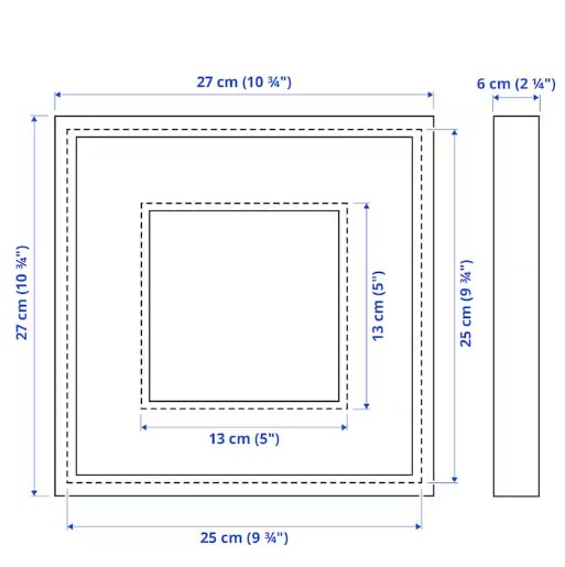 IKEA SANNAHED Frame, Black, 25 Cm X 25 Cm (604.591.23) and ALFTA Adhesive Hooks for Frames, White (903.828.44)