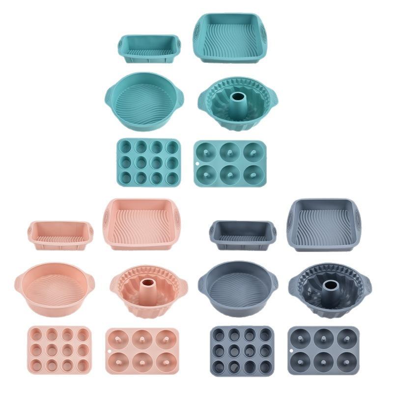 Silicone cake mold six-piece set food grade silicone round cake shop kitchen baking silicone cake mold