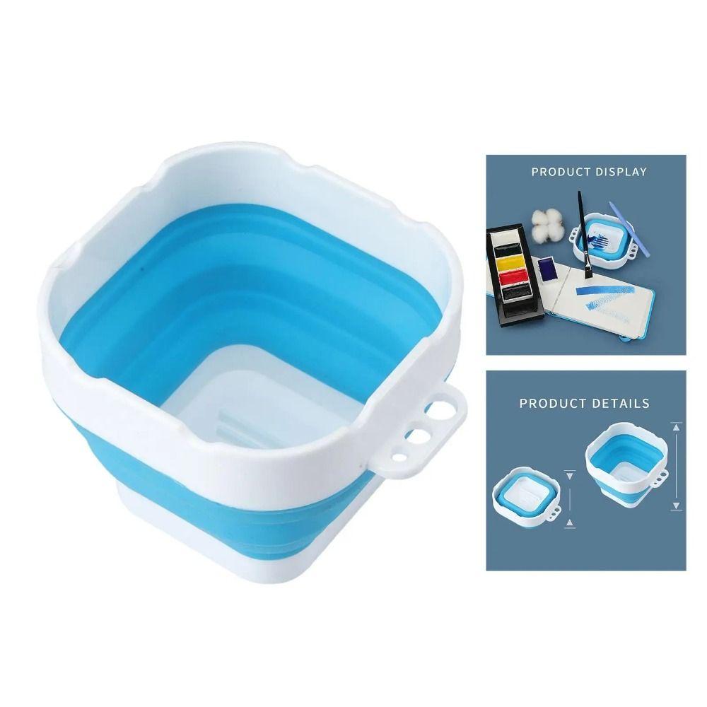 

Мини-стакан для воды и краски, складная щетка, ведро для чистки, многофункциональная щетка, мойка для школы Blue-with handle