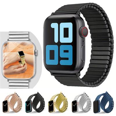 Ελαστικό μεταλλικό λουράκι ρολογιού για iWatch Series 8 7 6 5 4 3 2 1 Ultra ανοξείδωτο λουρί για Apple Watch 38/40/41/42/44/45/49mm Επέκταση Πολυτελές Βραχιόλι