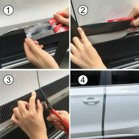 Carbon Fiber Car Rubber Edge Guard Strip Door Sill Protector Sticker Accessories