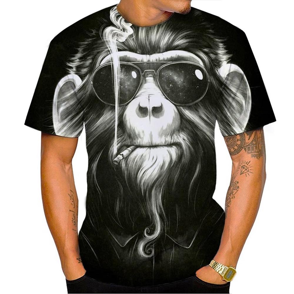 Summer Hot Selling Funny Handsome Gorilla 3D Printed Pattern Casual Personality Trendy Cool T-shirt M