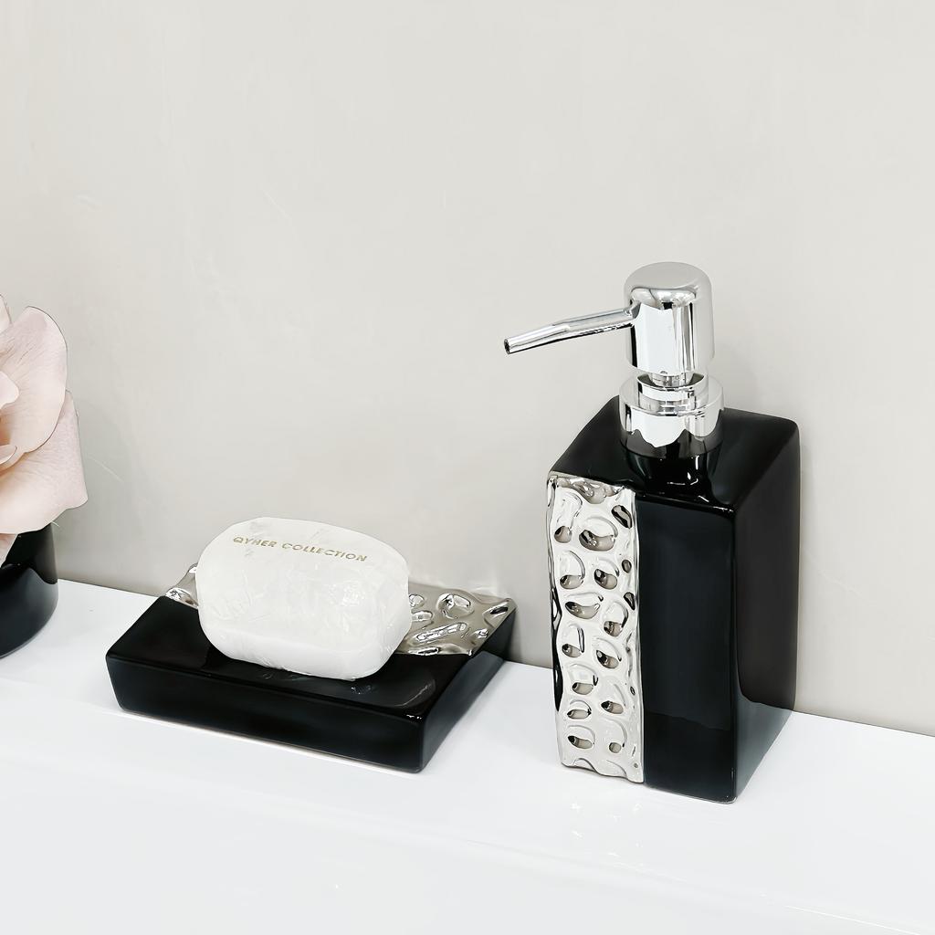 Shampoo Bath Gel Bottle Ceramics Soap and Gel Dispenser Bottle Creative Golden Sliver Empty Shampoo Bottle Bathroom Accessorie