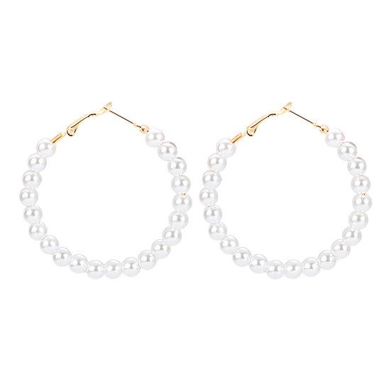 Pearl Hoop Earrings for Women Circle Dangle Drop Earrings