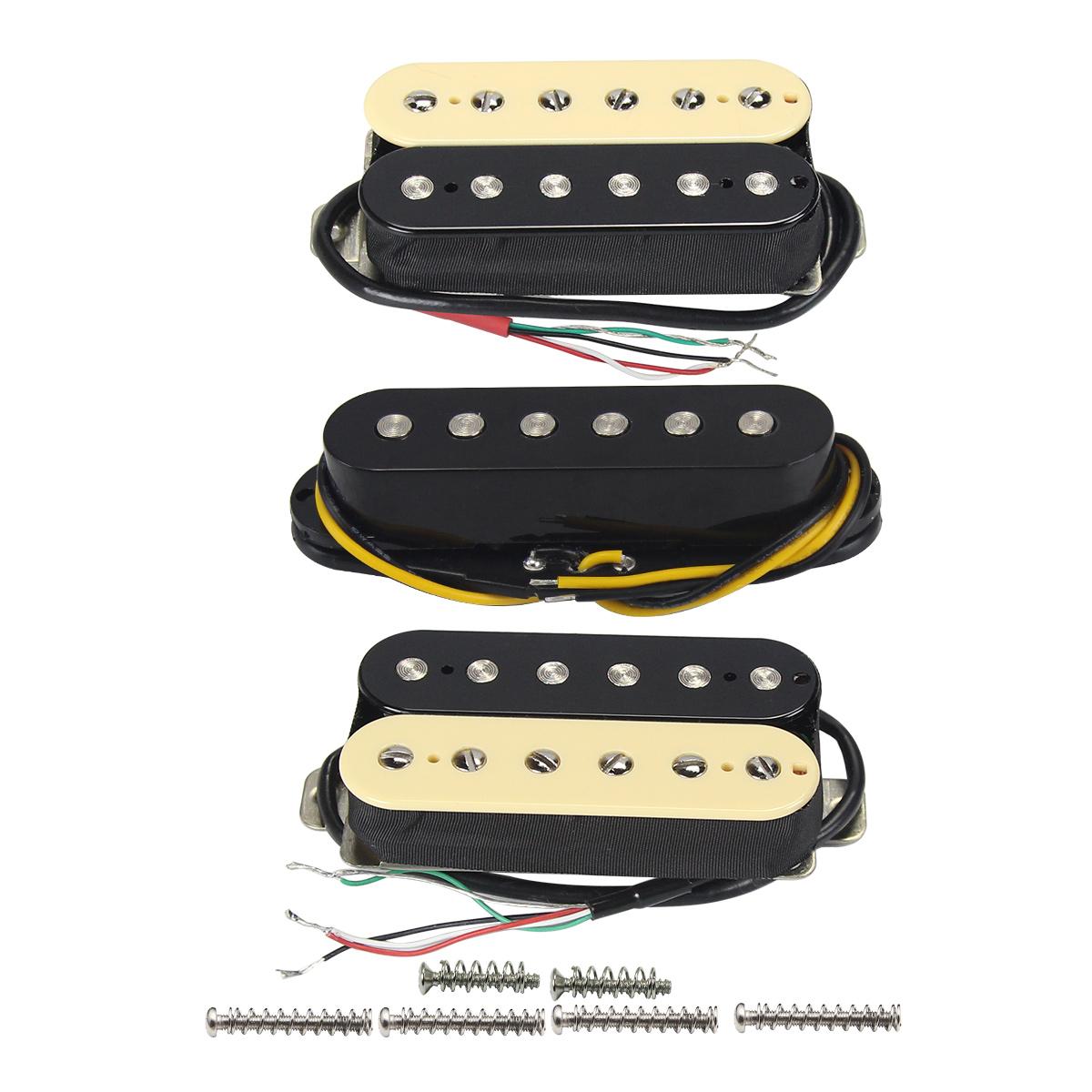 FLEOR 3pcs Ceramic HSH Pickup Guitar Humbucker Pickup and Single Coil Pickups Set for Electric Guitar