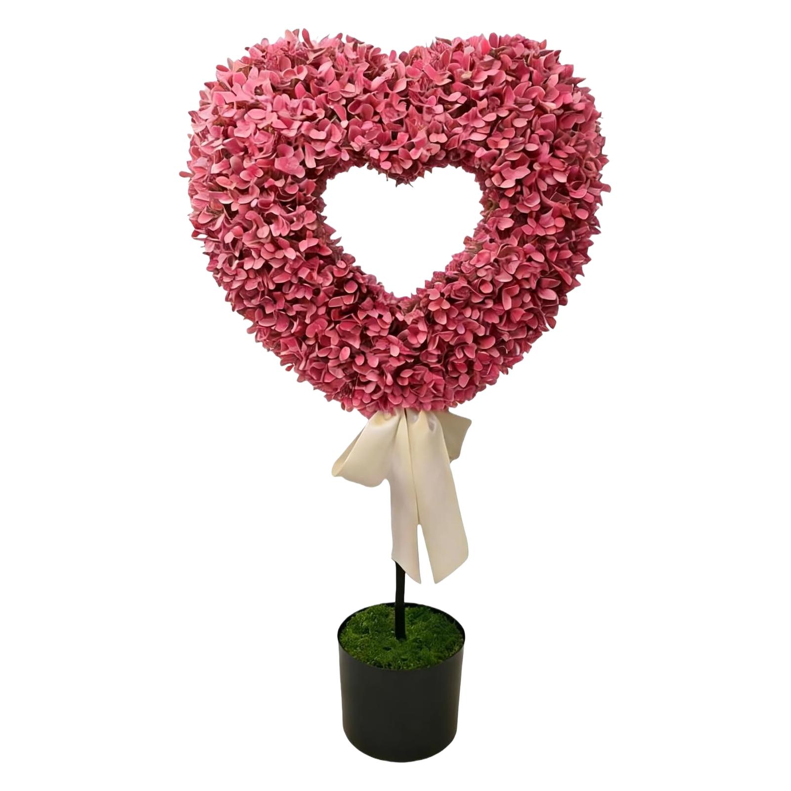 

Heart Topiary Outdoor 29.5in Faux Artificial Boxwood Hearts Topiary Ball Tree for Wedding Birthday Valentine Day Anniversary розовый