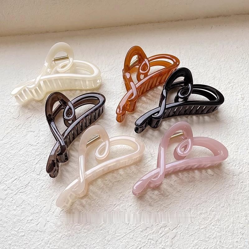 Hohles Herz Haarklammer für dickes Haar Krabbenklemme Mädchen Lockig Transparent Kaffee Haarspangen Klemmen Frauen Koreanische Pferdeschwanz-Accessoires