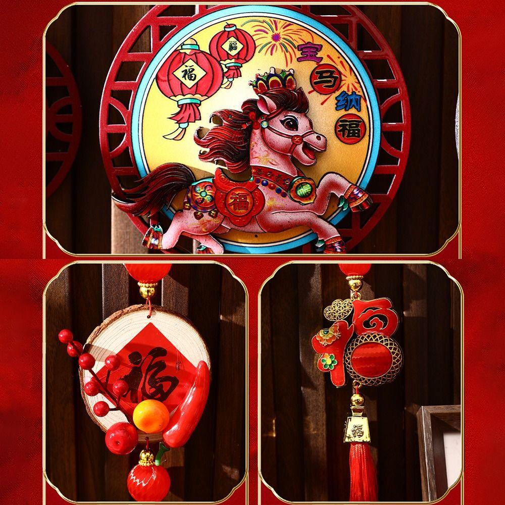 Nuevo Colgante de Año Nuevo 2026 Rojo Suerte Decoración Festival de Primavera Año del Caballo Colgante de Flor para Sala de Estar
