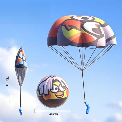 Random 2 Pcs Yellow Duck Children Parachute Outdoor Sports Hand Throwing Parachute Toy Park Small Game Prop Park Toy Sports