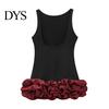 Necklaces Pairing Dress Women Sexy Mini Solid Color Slim Fit Female Sleeveless Pleated O-neck Backless Holiday Party Short Fashionable Hem