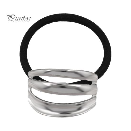 

Женская веревка для волос с металлическим геометрическим декором, эластичная резинка для волос, бесследный держатель для хвоста, головной убор, аксессуары для волос серебряный