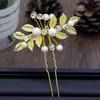 Elegant Women Hairpin Leaves Faux Pearl Hair Clasp Pin Hairstyle Decor Headwear