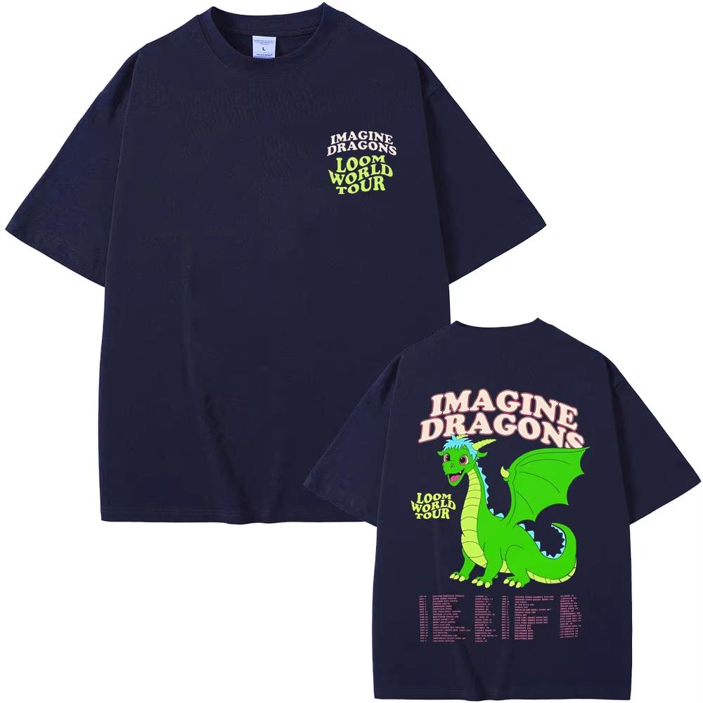 Rockowy zespół Imagine Dragons Kreskówkowe graficzne koszulki Loom World Tour 2025 T-shirty Męskie Damskie Modne Oversize z krótkim rękawem T-shirt